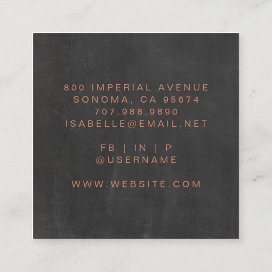 Minimalistische make-up artist koperen script zwar vierkante visitekaartje (Achterkant)