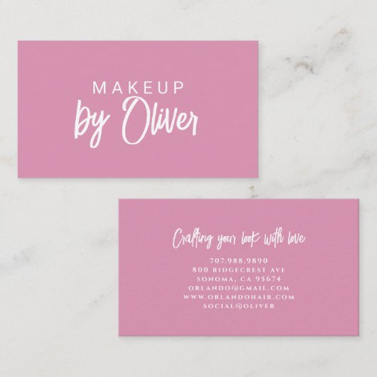 Minimalistische Make-up Artist Kwast Script Callig Visitekaartje (Voorkant / Achterkant)
