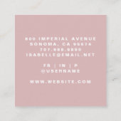 Minimalistische make-up artist script Dusty Pink Vierkante Visitekaartje (Achterkant)