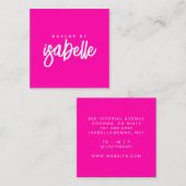 Minimalistische Make-up Artist Script Hot Pink Vierkante Visitekaartje (Voorkant / Achterkant)