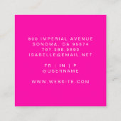 Minimalistische Make-up Artist Script Hot Pink Vierkante Visitekaartje (Achterkant)