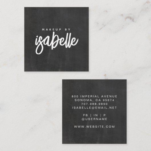 Minimalistische Make-up Artist Script Vierkante Visitekaartje (Voorkant / Achterkant)