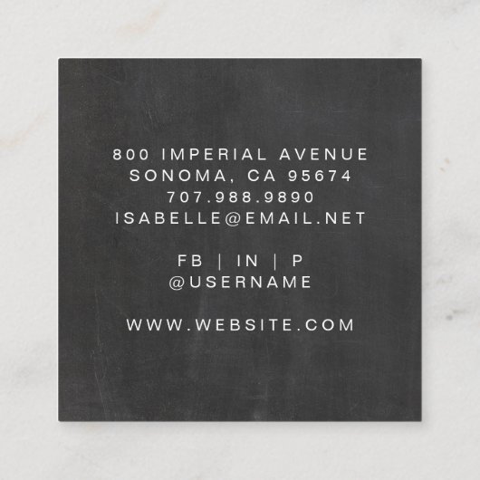 Minimalistische Make-up Artist Script Vierkante Visitekaartje (Achterkant)