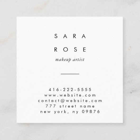 minimalistische make-up artistieke beroepen contactkaartje (Achterkant)