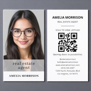 Minimalistische makelaar QR Code Foto Visitekaartje
