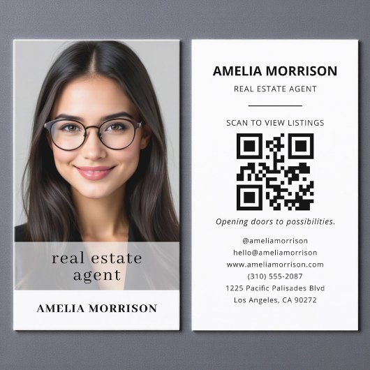 Minimalistische makelaar QR Code Foto Visitekaartje