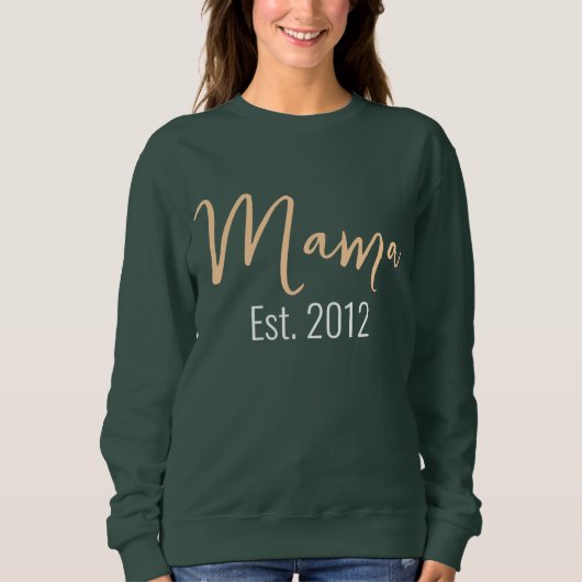 Minimalistische MAMA Est Jaar Moeder Keepsake Trui (Voorkant)