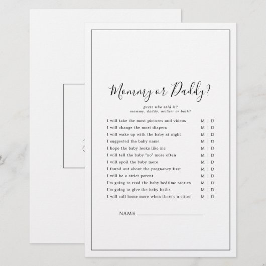 Minimalistische mama of papa spel (Voorkant / Achterkant)