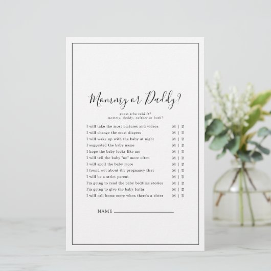 Minimalistische mama of papa spel (Staand voorkant)