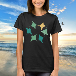 Minimalistische Manta Ray Stingray groene oceaan T-shirt