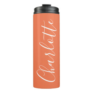 Minimalistische Manuscript Typografienaam in Koraa Thermosbeker