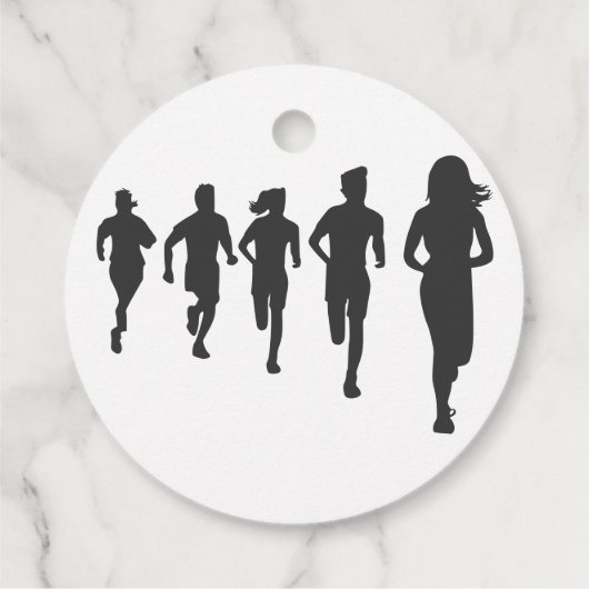 Minimalistische Marathon Runner Silhouetten Bedankjes Labels (Achterkant)