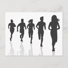 Minimalistische Marathon Runner Silhouetten Briefkaart