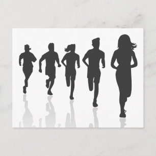 Minimalistische Marathon Runner Silhouetten Briefkaart