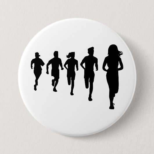 Minimalistische Marathon Runner Silhouetten Ronde Button 7,6 Cm (Voorkant)