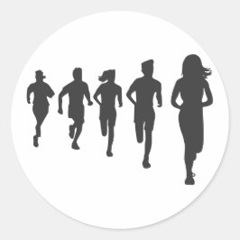 Minimalistische Marathon Runner Silhouetten Ronde Sticker