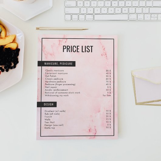 Minimalistische Marble Pink Beauty prijslijst