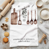 Minimalistische maretak gepersonaliseerde Kerstmis Theedoek