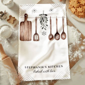 Minimalistische maretak gepersonaliseerde Kerstmis Theedoek