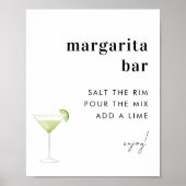 Minimalistische Margarita Bar Cocktail Trouwbord Poster (Voorkant)