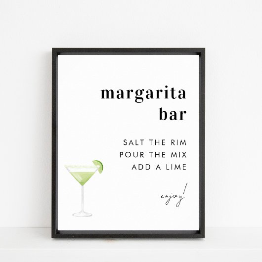 Minimalistische Margarita Bar Cocktail Trouwbord Poster