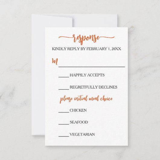 Minimalistische Marigold Bruiloft RSVP Kaart (Voorkant)