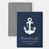Minimalistische marine aangepaste naam & datum ank magneet (Voorkant / Achterkant)