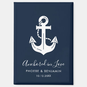 Minimalistische marine aangepaste naam & datum ank magneet