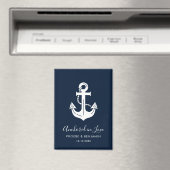 Minimalistische marine aangepaste naam & datum ank magneet (Insitu (Vaatwasser))