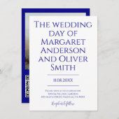 Minimalistische Marine Blauw Alles in Een QR Code  Kaart (Voorkant / Achterkant)