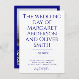 Minimalistische Marine Blauw Alles in Een QR Code  Kaart