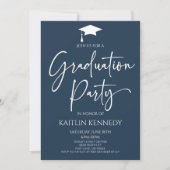 Minimalistische Marine Blauw Elegant Graduation Pa Kaart (Voorkant)
