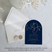 Minimalistische Marine Blauw en Goud Script We Do  Acryl Uitnodigingen