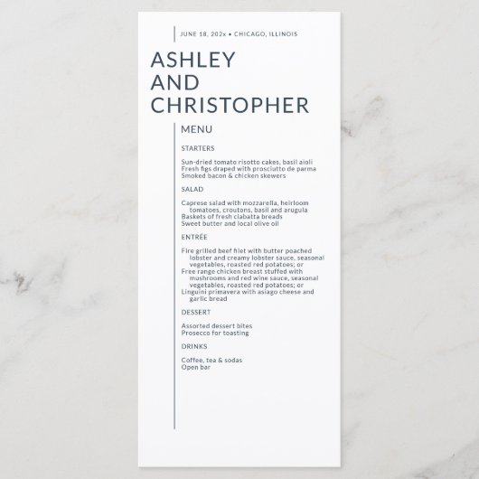 Minimalistische marine blauw geïsoleerde namen bru menu (Voorkant)