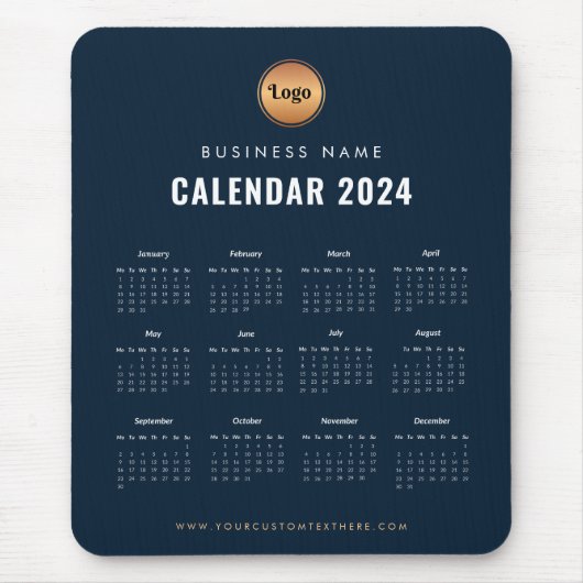 Minimalistische Marine Blauw Goud 2024 Magnetische Muismat (Voorkant)