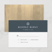 Minimalistische Marine Blauw & Goud Bar Mitswa RSVP Kaartje (Voorkant / Achterkant)