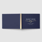 Minimalistische Marine Blauw Goud bruiloft Gastenboek (Volledig)