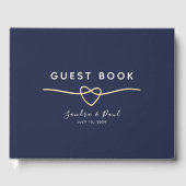 Minimalistische Marine Blauw Goud bruiloft Gastenboek (Voorkant)