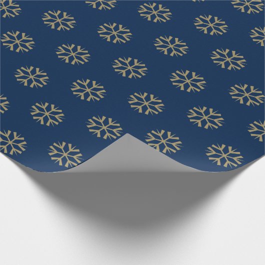 Minimalistische marine blauw goud sneeuwvlokken Ke Cadeaupapier (Hoek)