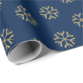 Minimalistische marine blauw goud sneeuwvlokken Ke Cadeaupapier (Rol Hoek)