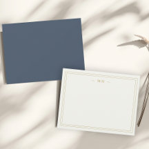 Minimalistische Marine Blauw & Goud Twee Grens Mon