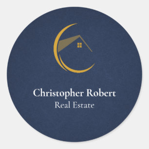 Minimalistische marine blauw onroerend goed ronde sticker