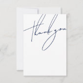 Minimalistische marine blauw script typografie bru bedankkaart (Achterkant)
