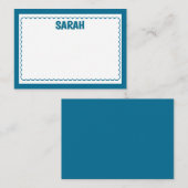 Minimalistische Marine Blauw Twee Grens Monogram,  Notitiekaartje (Voorkant / Achterkant)