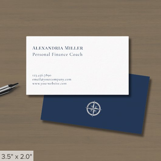 Minimalistische Marine Blauw Wit Custom Logo Visitekaartje