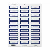 Minimalistische marine-blauw & wit eenvoudige rand etiket (Full Sheet)