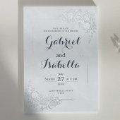 Minimalistische Marine Blauw Wit Marmer Save the D Folie Uitnodiging