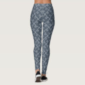 Minimalistische Marine Blue Jigsaw Puzzle Pattern Leggings (Achterkant)