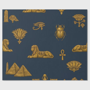 Minimalistische marine en antieke gouden Egyptisch Cadeaupapier