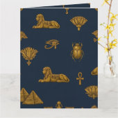 Minimalistische marine en antieke gouden Egyptisch Kaart (Gele Bloem)